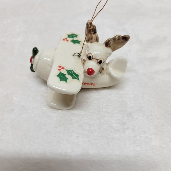 Fitz and Floyd Other - Fitz And Floyd Holly Express Reindeer Plane Christmas Ornament Vintage 1978